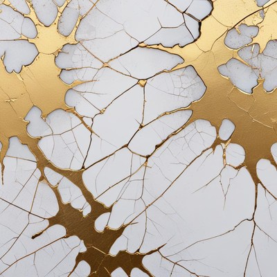 Elegant golden crackle design on white background