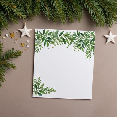 Holiday stationery with greenery design