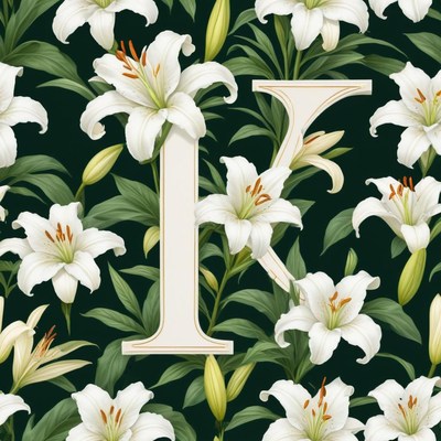 Lily floral pattern with letter k