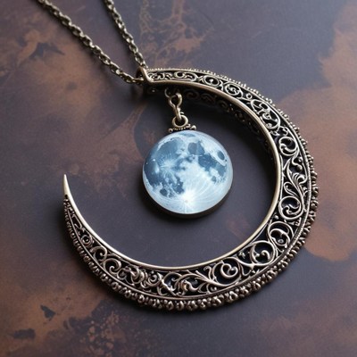 Silver moon pendant necklace design