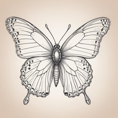 Butterfly art on beige background