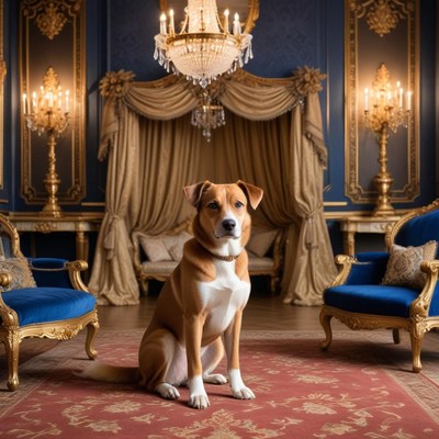 Elegant dog in a luxurious room