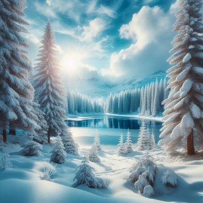 Winter wonderland by the lake