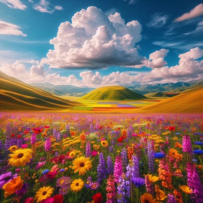 Vibrant wildflower landscape in springtime