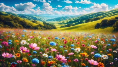 Colorful wildflower field in spring