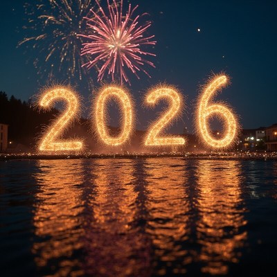 New year celebration with fireworks