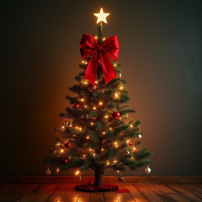 Decorated christmas tree with lights