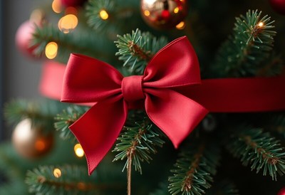 Christmas tree decoration with red bow