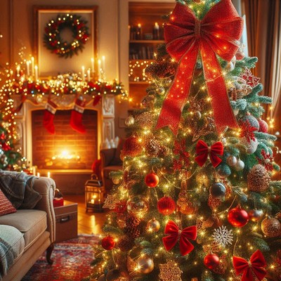 Cozy holiday living room scene