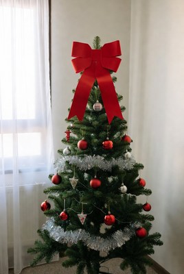 Festive christmas tree decoration scene