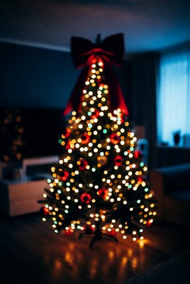 Christmas tree with bright lights