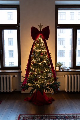 Holiday tree in cozy room