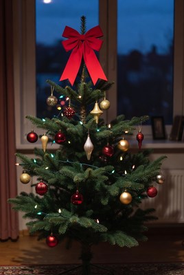 Christmas tree with ornaments and lights