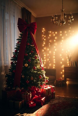 Festive christmas tree decoration scene