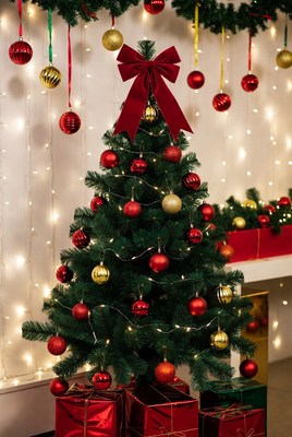 Beautifully decorated christmas tree scene