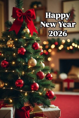 New year celebration with christmas tree