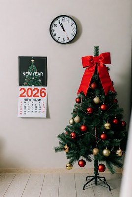 Festive new year tree setup