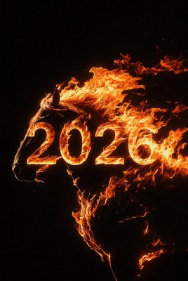 Fiery horse with future year
