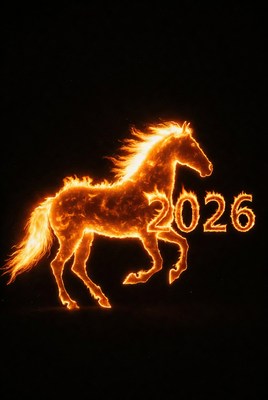 Fiery horse representing the year 2026