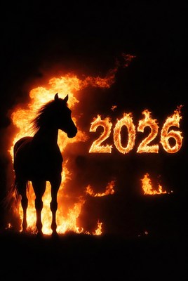 Fiery horse and 2026 display