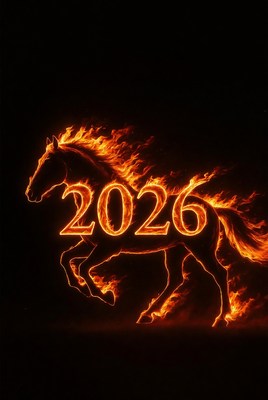 Fiery horse representing 2026