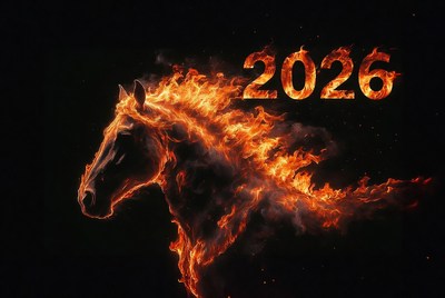 Fiery horse representing the year 2026