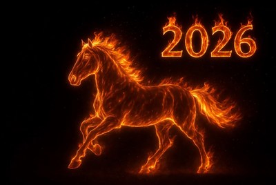 Fiery horse representing new year 2026