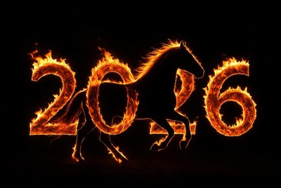 Fiery horse in 2016 artwork