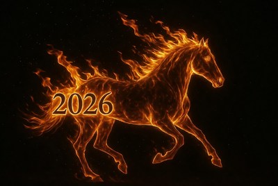 Fiery horse running into 2026