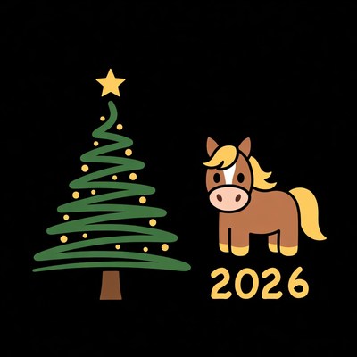 Cute christmas tree and horse design
