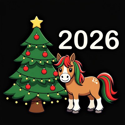 Christmas pony and tree design for 2026
