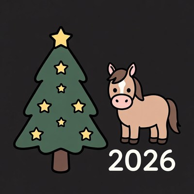 Cute horse and christmas tree design