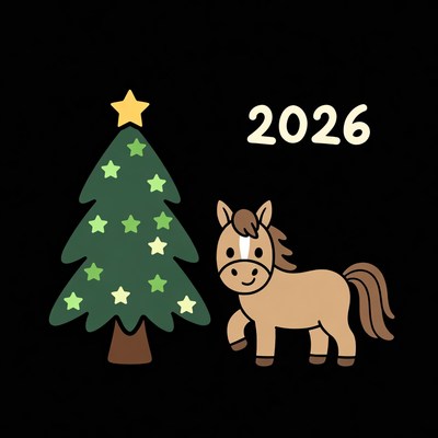 Cute horse and christmas tree design