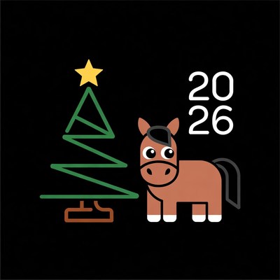 Festive horse and christmas tree design