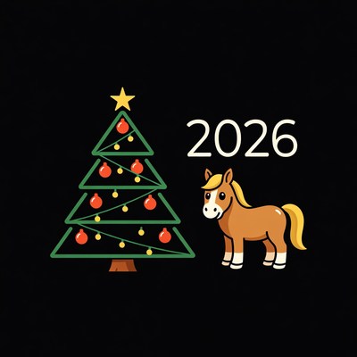 Christmas tree and horse design 2026