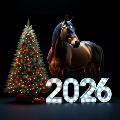 Christmas celebration with horse and lights
