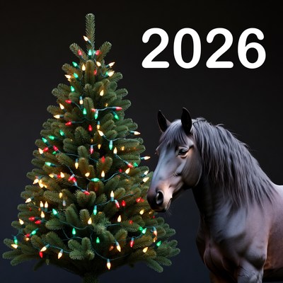 Horse and christmas tree scene 2026