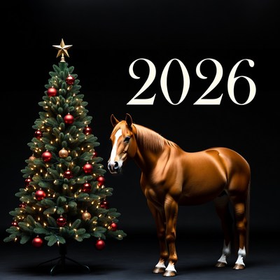 Horse by christmas tree 2026