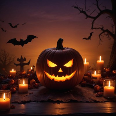 Spooky pumpkin display for halloween