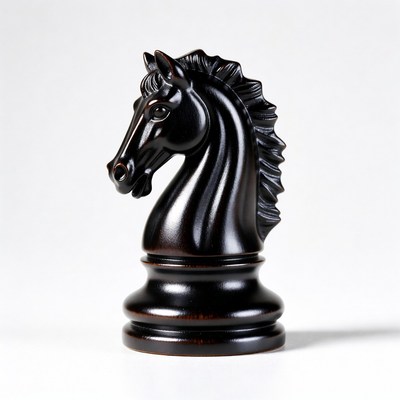Classic black chess knight piece