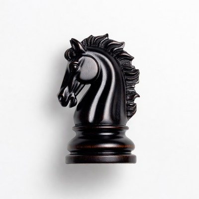 Elegant black knight chess piece