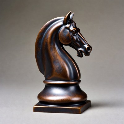 Bronze horse head sculpture on display