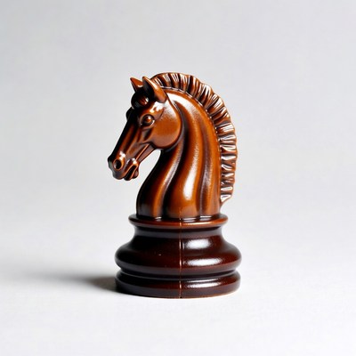 Elegant brown chess knight piece