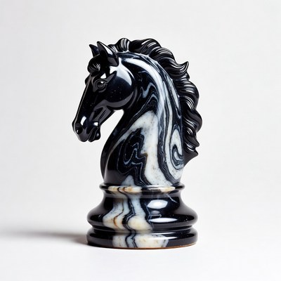 Elegant marble chess piece on display