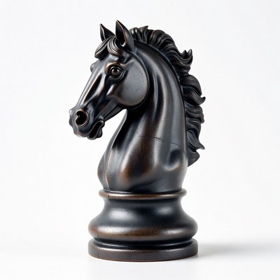 Elegant black horse chess piece display