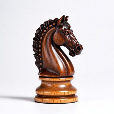 Elegant wooden chess knight piece