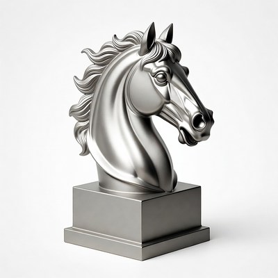 Stylish silver horse sculpture on display