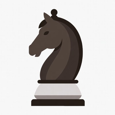 Black chess knight piece with simple design