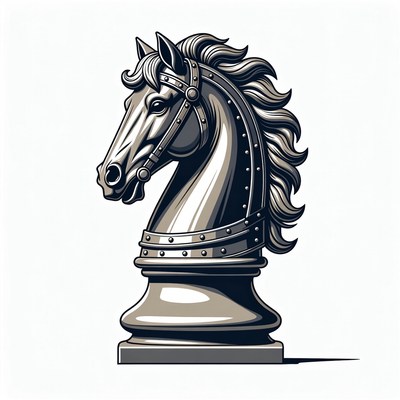Detailed silver knight chess piece