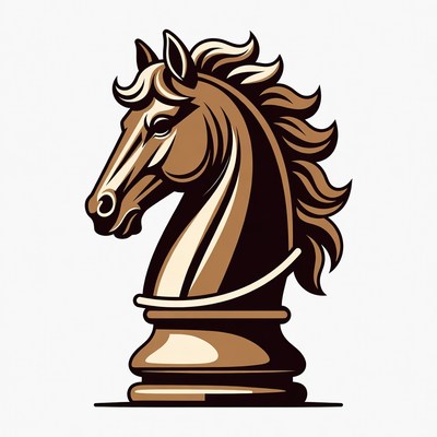 Chess knight sculpture in brown tones